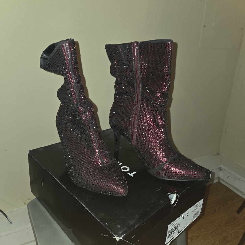 *Final Price* Torrid Slouchy Heel Bootie - Rhinestone Red 11.5 (WW) - Picture 2 of 9